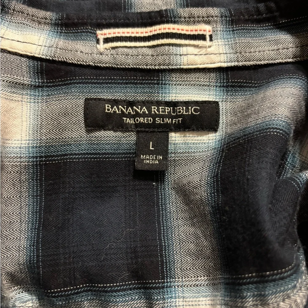 Banana Republic Men's Black & White Plaid Button-Down Shirt